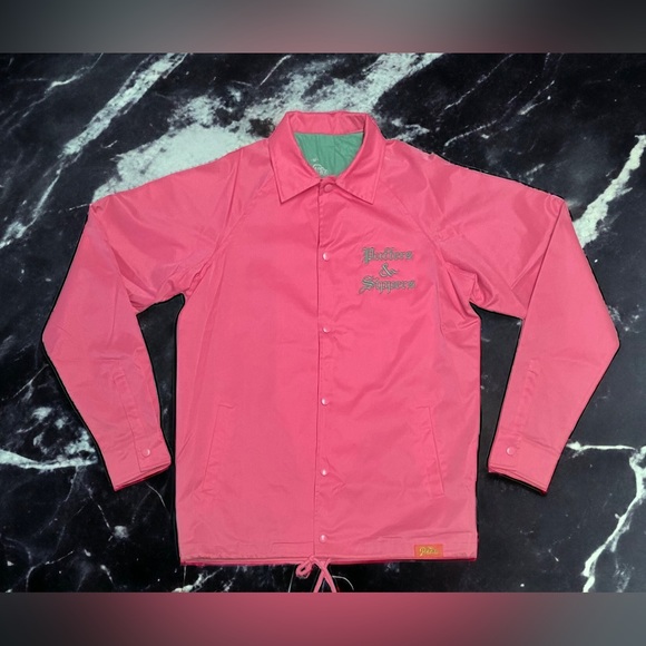 Puffers Other - NEW Puffers Pink Nylon Windbreaker Button Up Jacket Men Sz XL Miami Vice